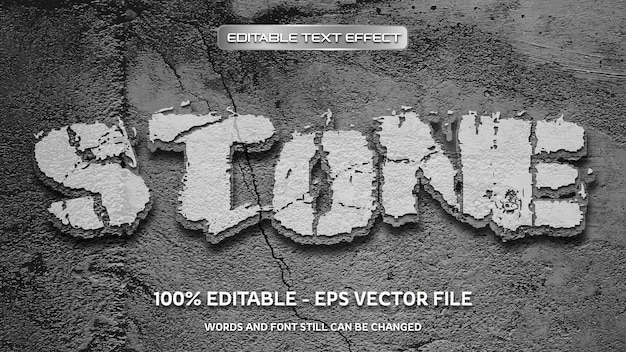 Vecteur effet de texte modifiable avec fond de pierre naturelle