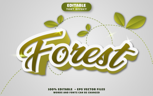 Vecteur effet de texte modifiable de forêt