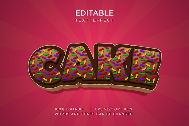 Vecteur effet de texte modifiable de gâteau