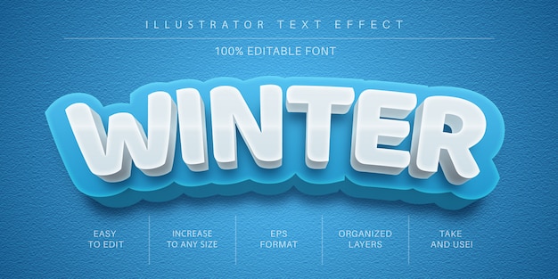 Effet De Texte Modifiable De Glace D'hiver 3d