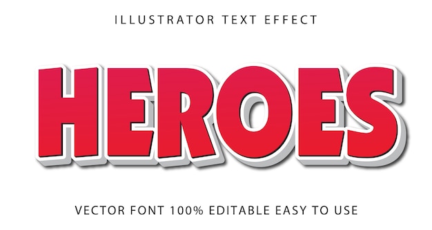 Vecteur effet de texte modifiable heroes