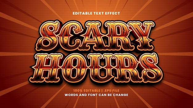 Effet de texte modifiable d'heures effrayantes dans un style 3d moderne