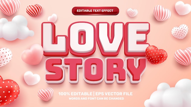 Effet De Texte Modifiable Histoire D'amour Avec Forme De Coeur D'amour 3d