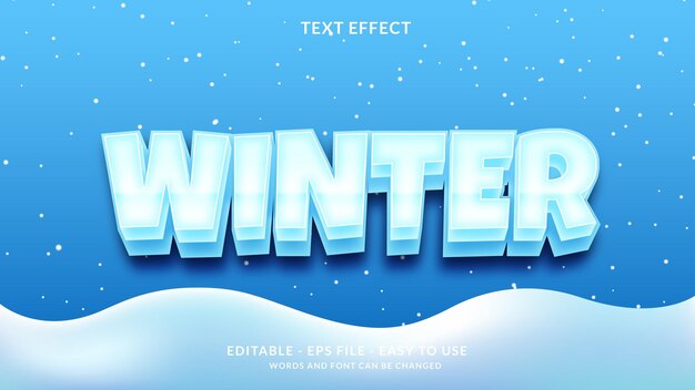 Vecteur effet de texte modifiable hiver 3d