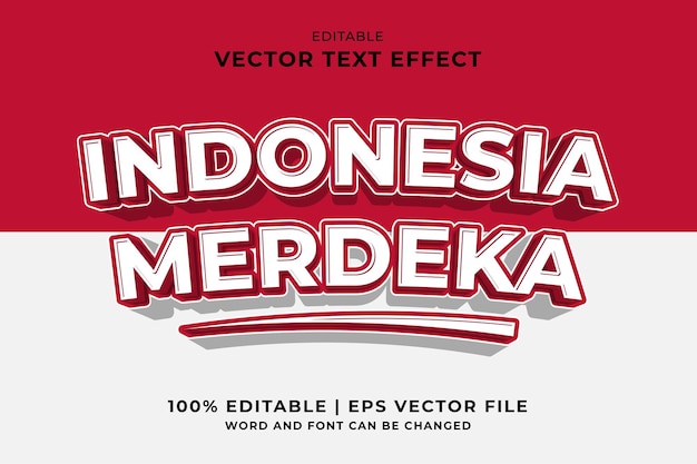 Effet De Texte Modifiable Indonésie Merdeka 3d Modèle Cartoon Style Vecteur Premium