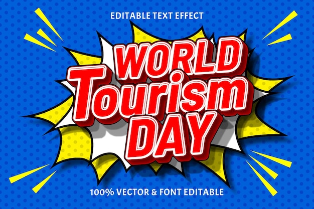 Effet De Texte Modifiable De La Journée Mondiale Du Tourisme En Relief Style Comique