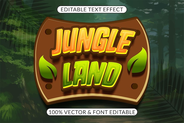 Vecteur effet de texte modifiable jungle land