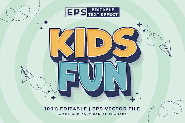 Effet de texte modifiable Kids Fun 3d Cartoon template style vecteur premium