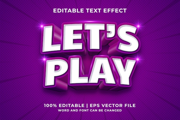 Effet De Texte Modifiable - Let's Play 3d Template Style Vecteur Premium