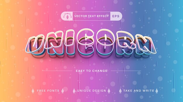 Effet de texte modifiable Licorne, style de police