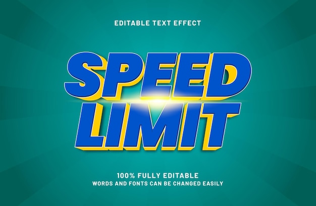 effet de texte modifiable de limite de vitesse dans le style de texte de course et de jeu