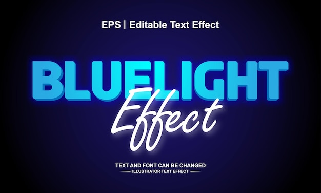 Vecteur effet de texte modifiable lueur bleue