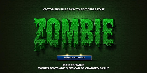 Effet De Texte Modifiable De Luxe Style De Texte 3d Zombie