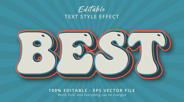 Vecteur effet de texte modifiable, meilleur texte sur l'effet de style de couleur vintage