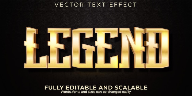 Vecteur effet de texte modifiable métallique, légende et style de texte brillant