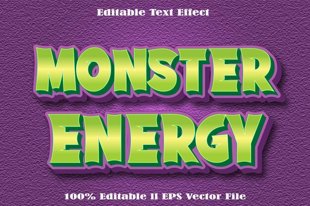 Vecteur effet de texte modifiable monster energy