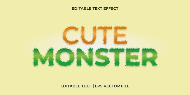 Vecteur effet de texte modifiable monstre mignon