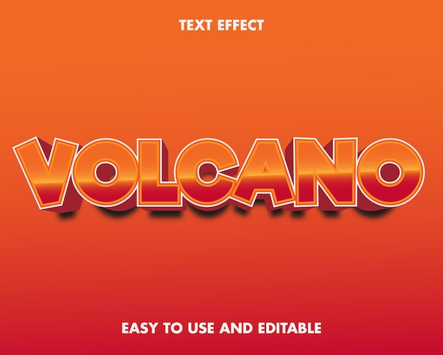 Vecteur effet de texte modifiable - mot volcan