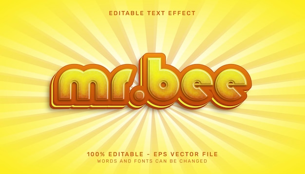 Effet De Texte Modifiable Mr Bee 3d Effect