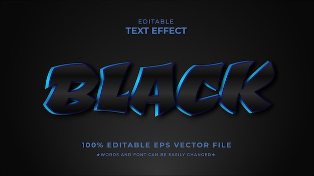 Effet De Texte Modifiable Noir Style 3d