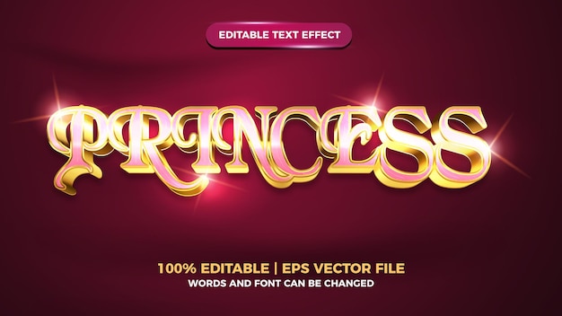 Effet De Texte Modifiable En Or 3d De Luxe De Princesse Brillante