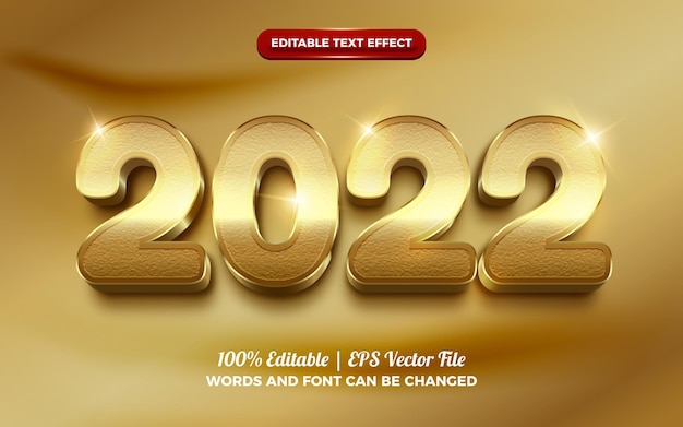 Effet de texte modifiable en or de luxe 2022 pour une bonne année