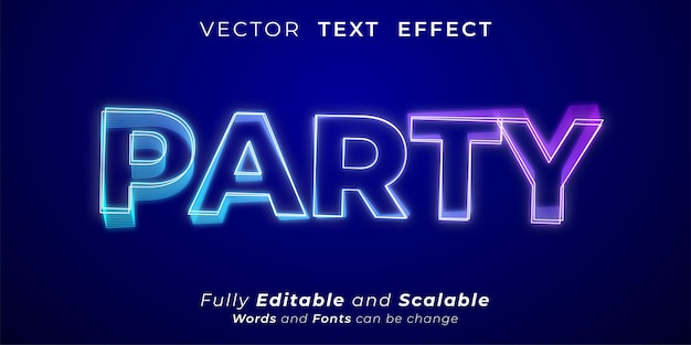 Effet De Texte Modifiable Party 3d Concept De Style De Texte Effet Néon