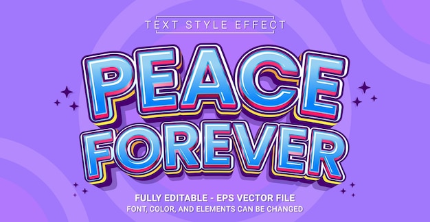 Vecteur effet de texte modifiable avec peace forever theme modèle graphique vectoriel premium