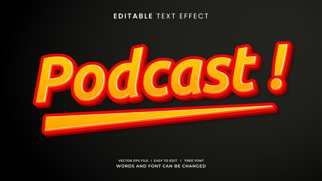 Vecteur effet de texte modifiable podcast 3d