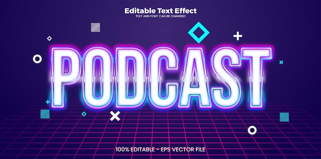 Vecteur effet de texte modifiable de podcast dans un style tendance moderne