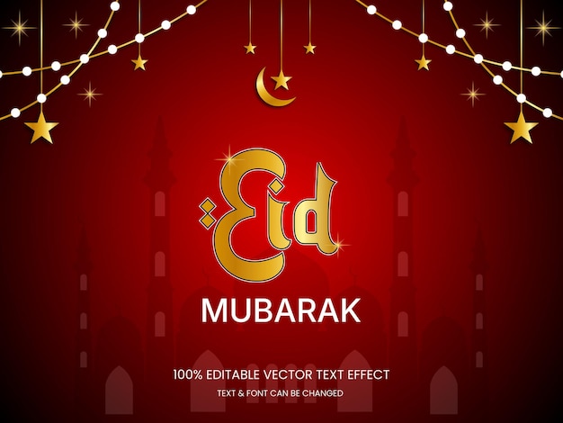 Vecteur effet de texte modifiable pour eid mubarak