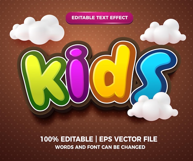 Effet De Texte Modifiable Pour Enfants Style Cartoon 3d