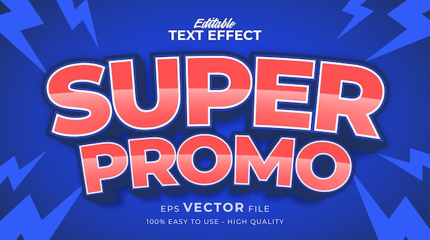 Vecteur effet de texte modifiable premium de typographie de dessin animé de promotion