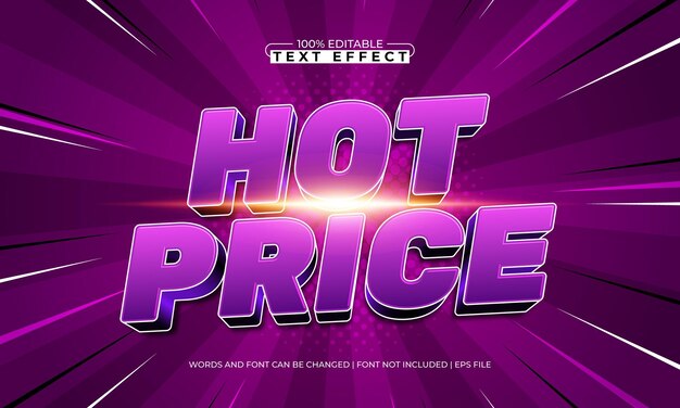 effet de texte modifiable à prix chaud avec un style de texte de prix et de promotion