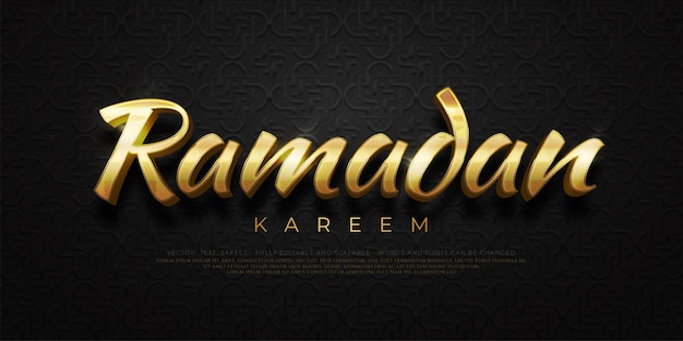 Vecteur effet de texte modifiable ramadan kareem avec concept de style or 3d