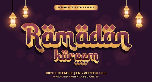 Effet de texte modifiable ramadan kareem Effet de texte ramadan kareem Style alphabet or brillant