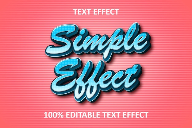 Vecteur effet de texte modifiable rétro simple bleu rose