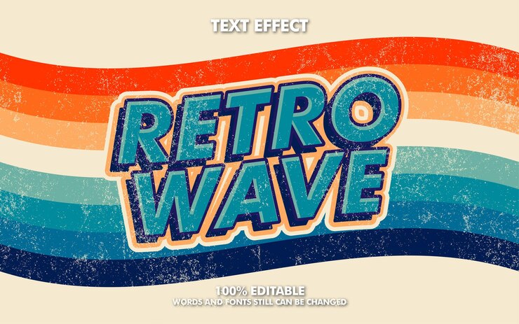 Vecteur effet de texte modifiable rétro vintage avec fond grunge rétro
