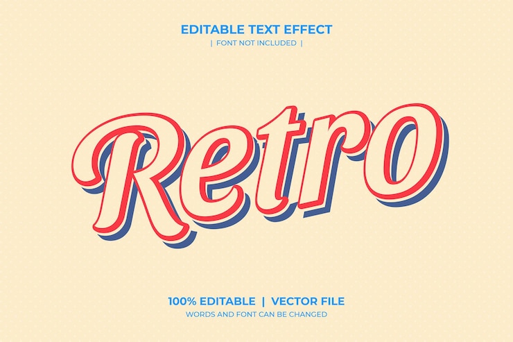 Vecteur effet de texte modifiable rétro