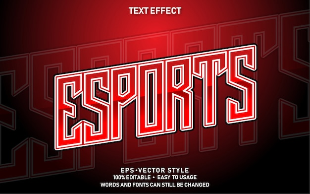 Vecteur effet de texte modifiable rouge e-sport