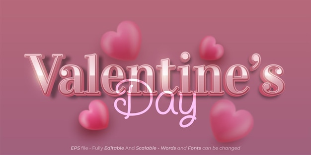 Effet De Texte Modifiable Saint Valentin Avec Style De Texte En Trois Dimensions