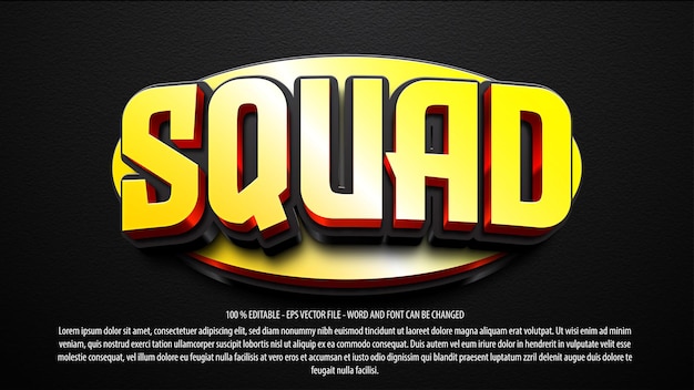 Effet De Texte Modifiable Squad E Sport 3d