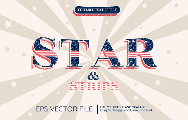 Vecteur effet de texte modifiable star and stripes