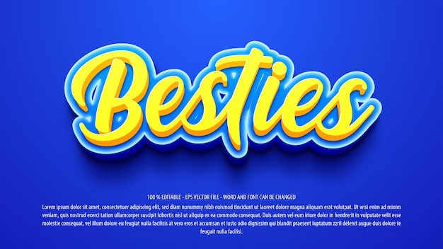 Effet de texte modifiable de style 3D du jour de l'amitié