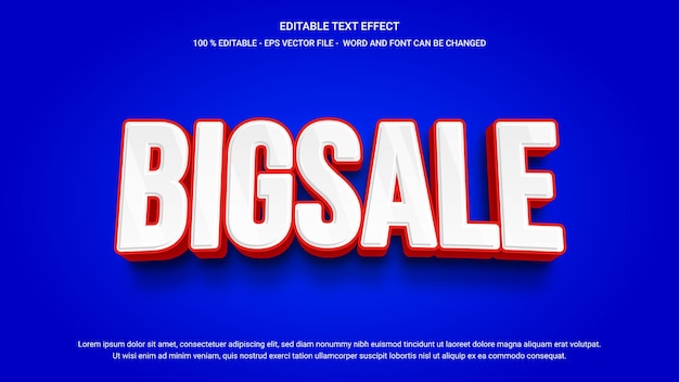 Effet de texte modifiable de style 3d de grande vente