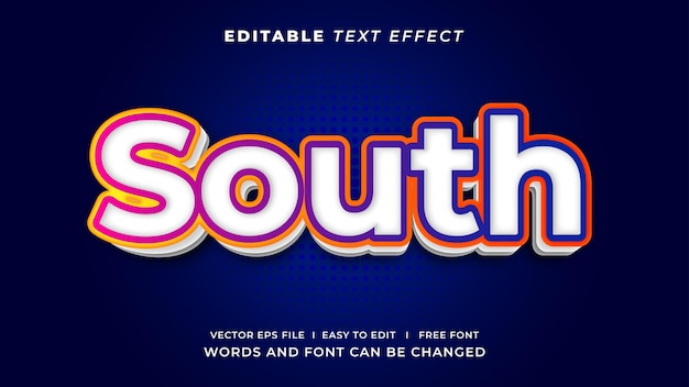 Effet De Texte Modifiable Style 3d Sud