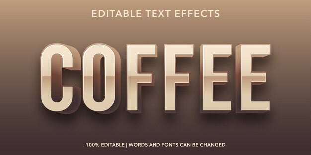 Effet de texte modifiable de style 3d de texte café