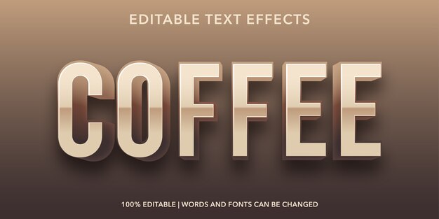 Effet De Texte Modifiable De Style 3d De Texte Café