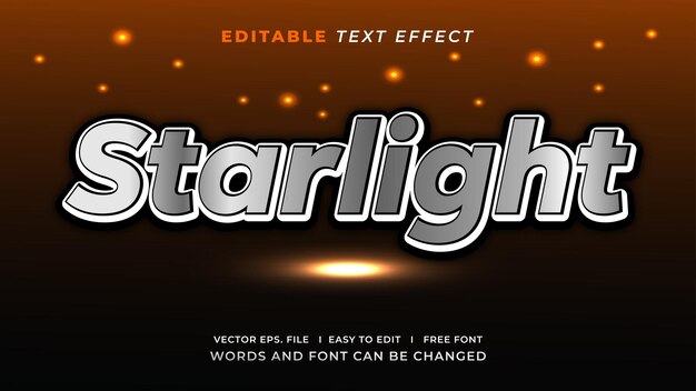 Vecteur effet de texte modifiable style argent starlight