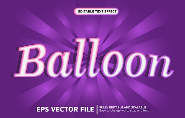 Vecteur effet de texte modifiable avec style de ballon violet